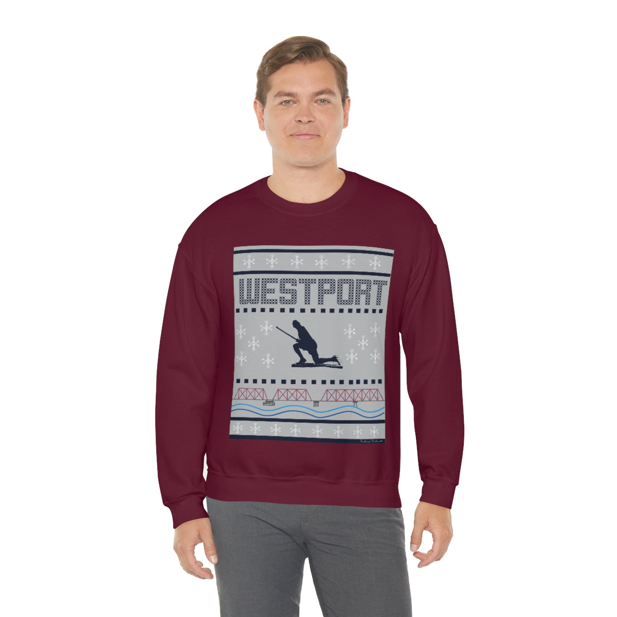 Westport Ugly Holiday Blue / White Unisex Heavy Blend™ Crewneck Sweatshirt