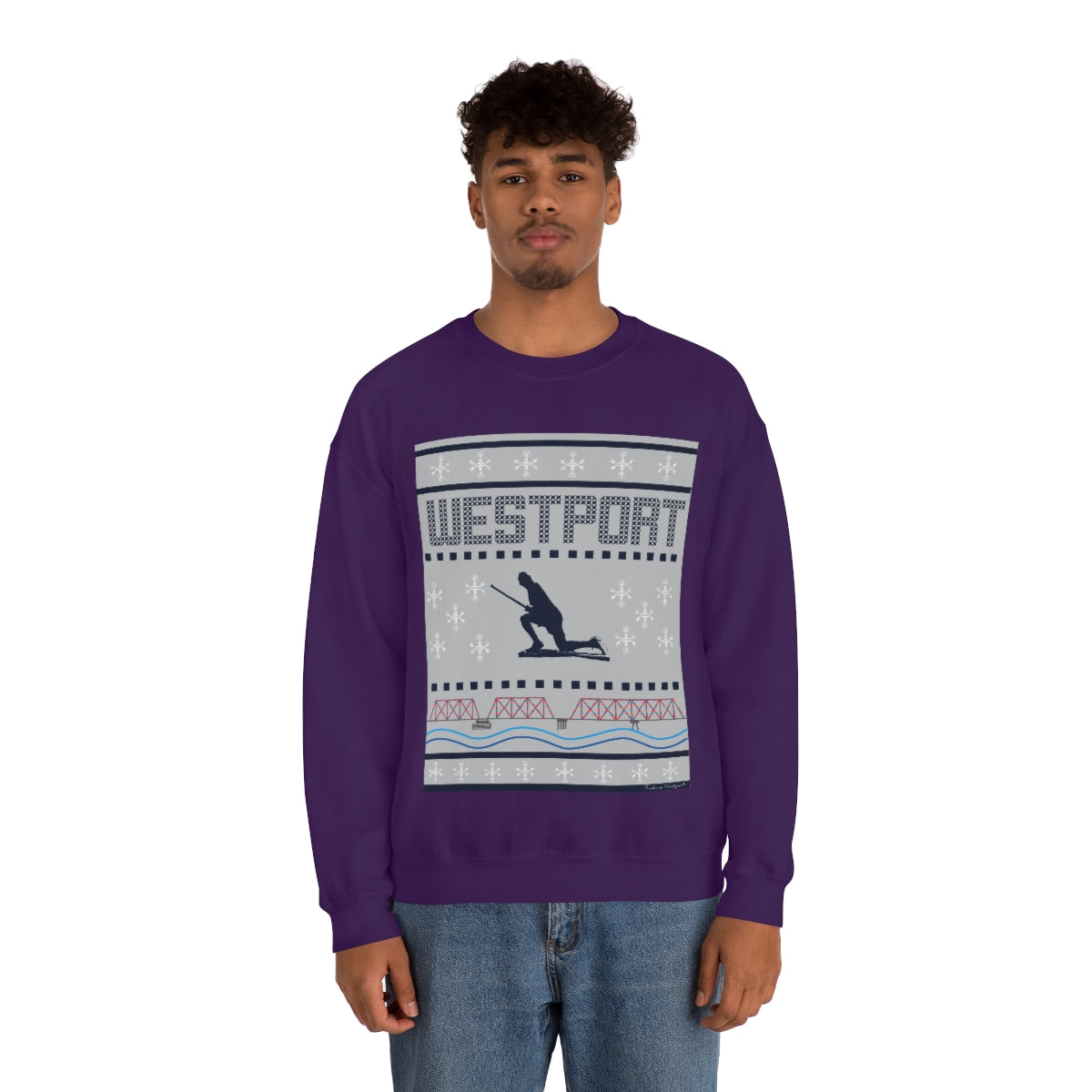 Westport Ugly Holiday Blue / White Unisex Heavy Blend™ Crewneck Sweatshirt