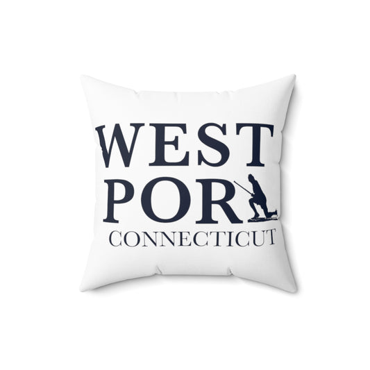 Westport Connecticut  Spun Polyester Square Pillow   Proceeds of this collection go to help build Finding Westport and Finding Connecticut’s website and brand. • Free USA shipping   Click here to go to our home page