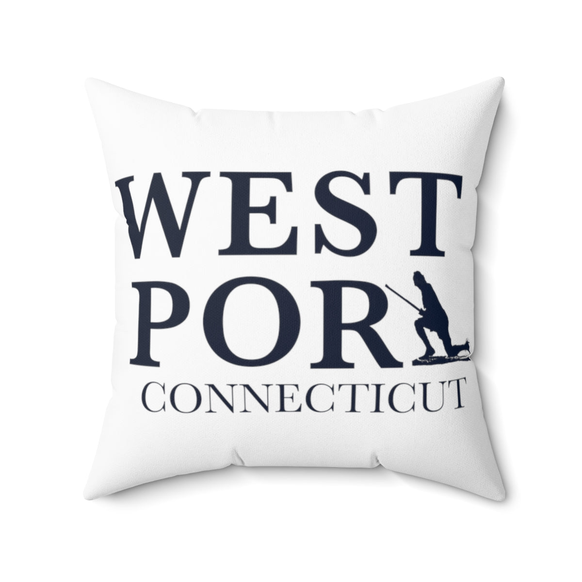 Westport Connecticut  Spun Polyester Square Pillow   Proceeds of this collection go to help build Finding Westport and Finding Connecticut’s website and brand. • Free USA shipping   Click here to go to our home page