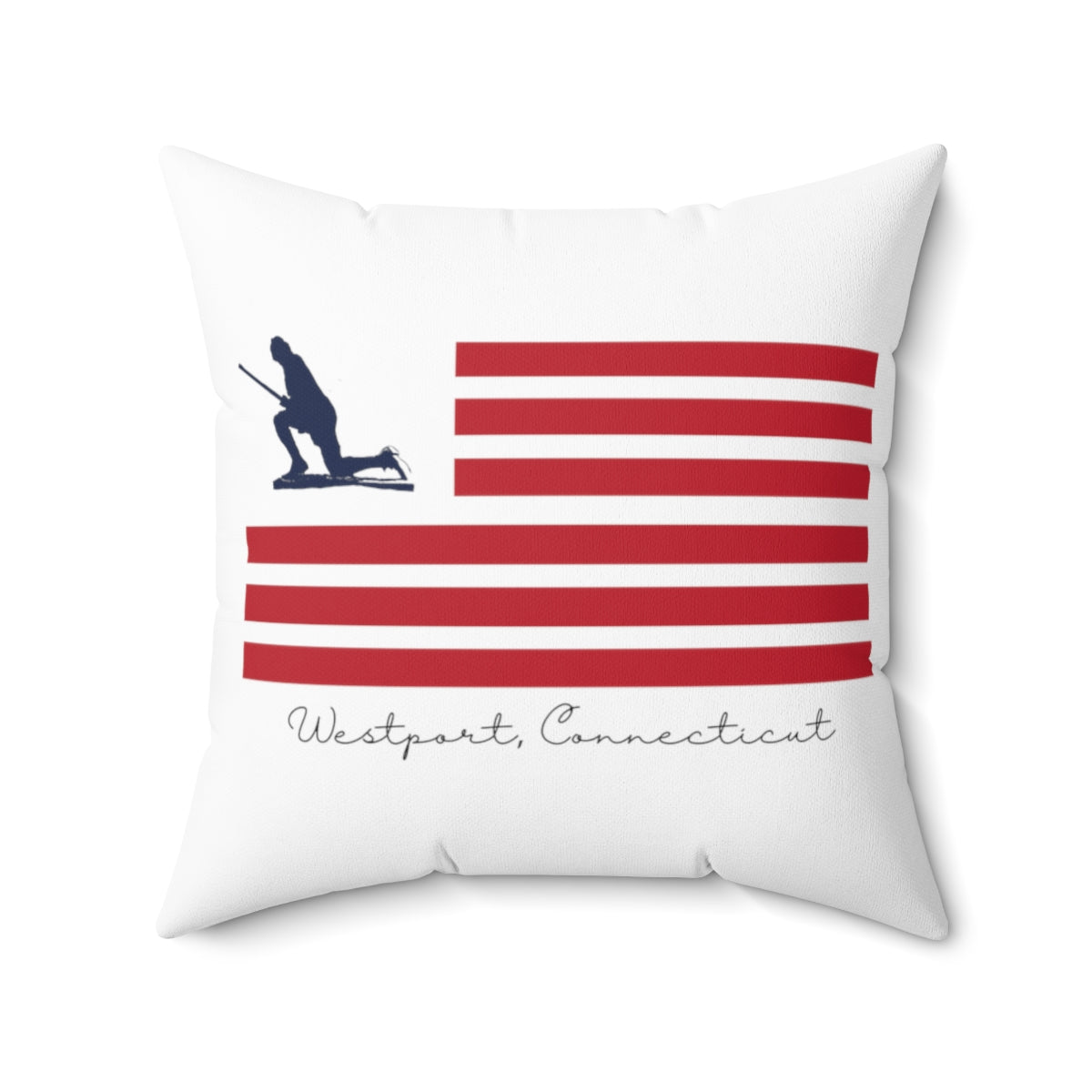 Westport Connecticut pillow. Minuteman Flag Spun Polyester Square Pillow