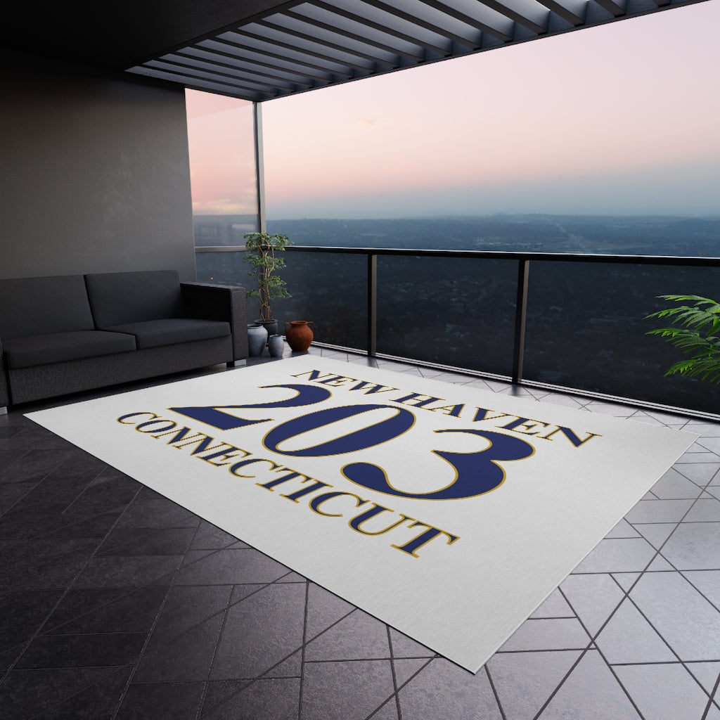 New Haven 203 Connecticut Outdoor Rug New Haven 203 Collection. Inspired by the Connecticut flag and the 203! Show off for your pride for Connecticut and Hartford! Proceeds of this collection go to help build Finding Connecticut’s website and brand. • Free USA shipping Click here to go to our home page