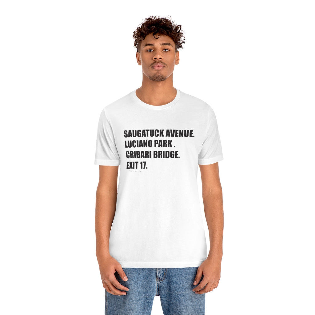 Saugatuck Ave. Luciano Park. Cribari Bridge. Exit 17. Unisex Jersey Short Sleeve Tee How do you say Westport without saying Westport? Westport, Connecticut is filled with unique aspects. Each providing different elements that make up the town from historic to modern traditions. Proceeds of this collection goes to help build Finding Westport and Finding Connecticut's brands.
