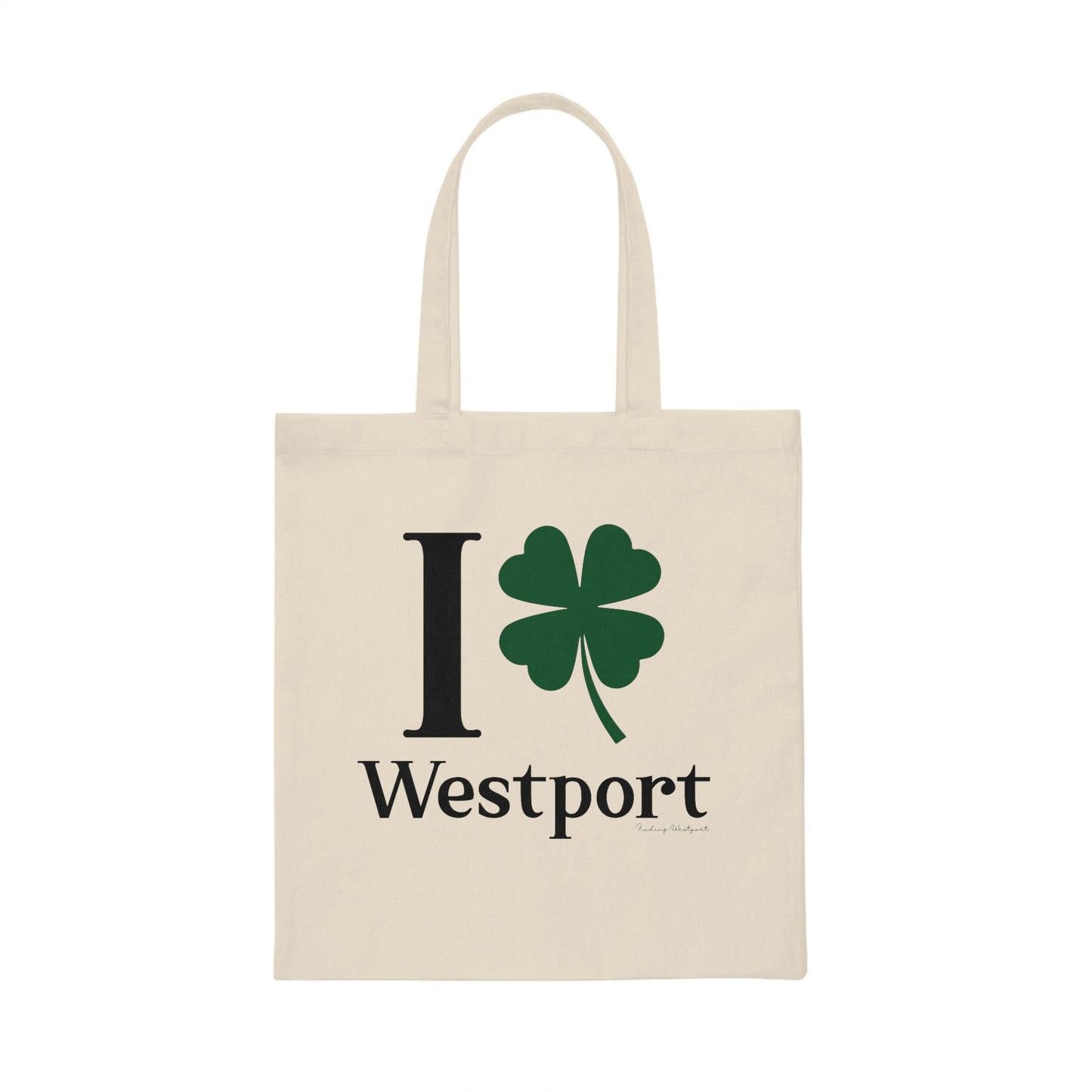 westport connecticut st patricks day tote bag, i clove westport.