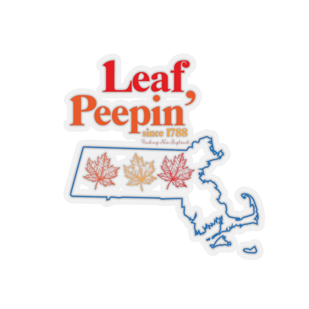 Leaf Peepin’ Massachusetts   Show your love for the fall season with this Leaf Peepin' Massachusetts collection. From the traveler to the local, this collection is inspired for anyone who loves the crisp air and colorful autumn season. Proceeds of this collection go to help grow Finding New England's brand.