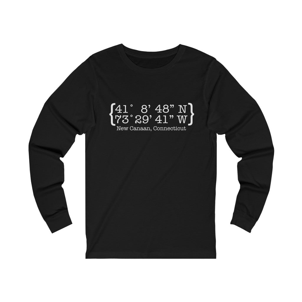 New Canaan Coordinates Unisex Jersey Long Sleeve Tee Does New Canaan, Connecticut always have a special place in your heart. The Coordinates collection marks the spot for the special place you have ties to. Proceeds helps grow Finding New Canaan and Finding Connecticut's brand grow.