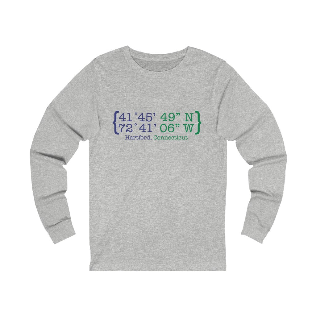 Hartford Coordinates Unisex Jersey Long Sleeve Tee Proceeds help grow Finding Connecticut's website and brand. Click here to return to our home page.