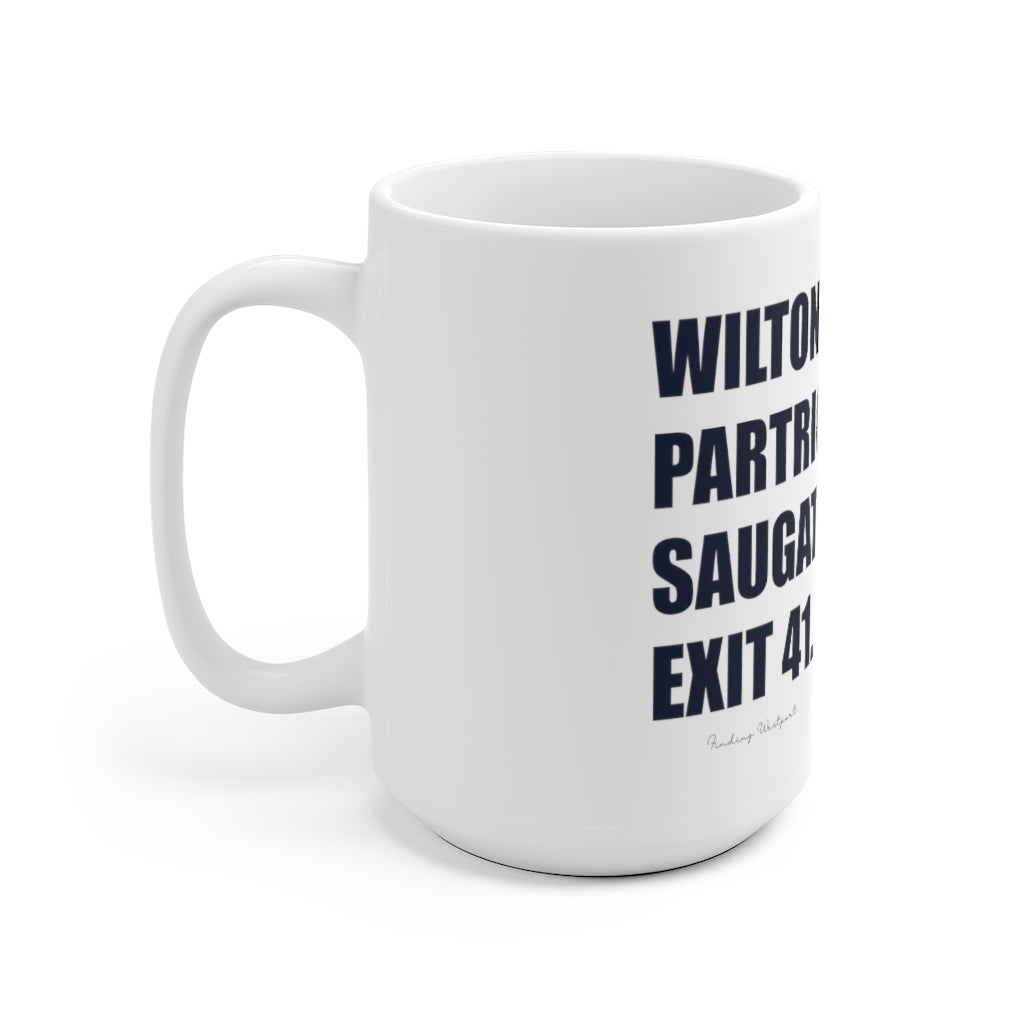 Wilton Road. Partrick Wetlands. Saugatuck River. Exit 41. White Ceramic Mug How do you say Westport without saying Westport? Westport, Connecticut is filled with unique aspects. Each providing different elements that make up the town from historic to modern traditions. Proceeds of this collection goes to help build Finding Westport and Finding Connecticut's brands.