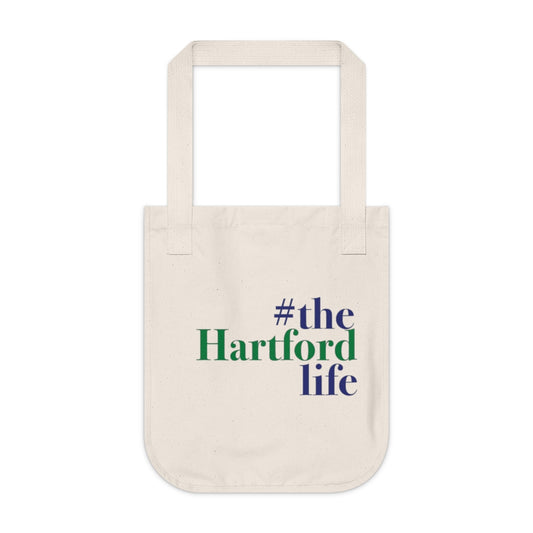 #thehartfordlife Organic Canvas Tote Bag  Proceeds help grow Finding Connecticut's website and brand.   Click here to go back to our home page.