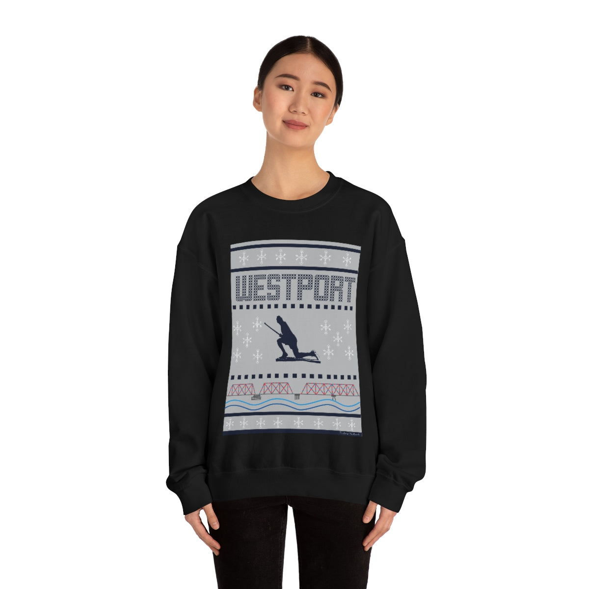 Westport Ugly Holiday Blue / White Unisex Heavy Blend™ Crewneck Sweatshirt