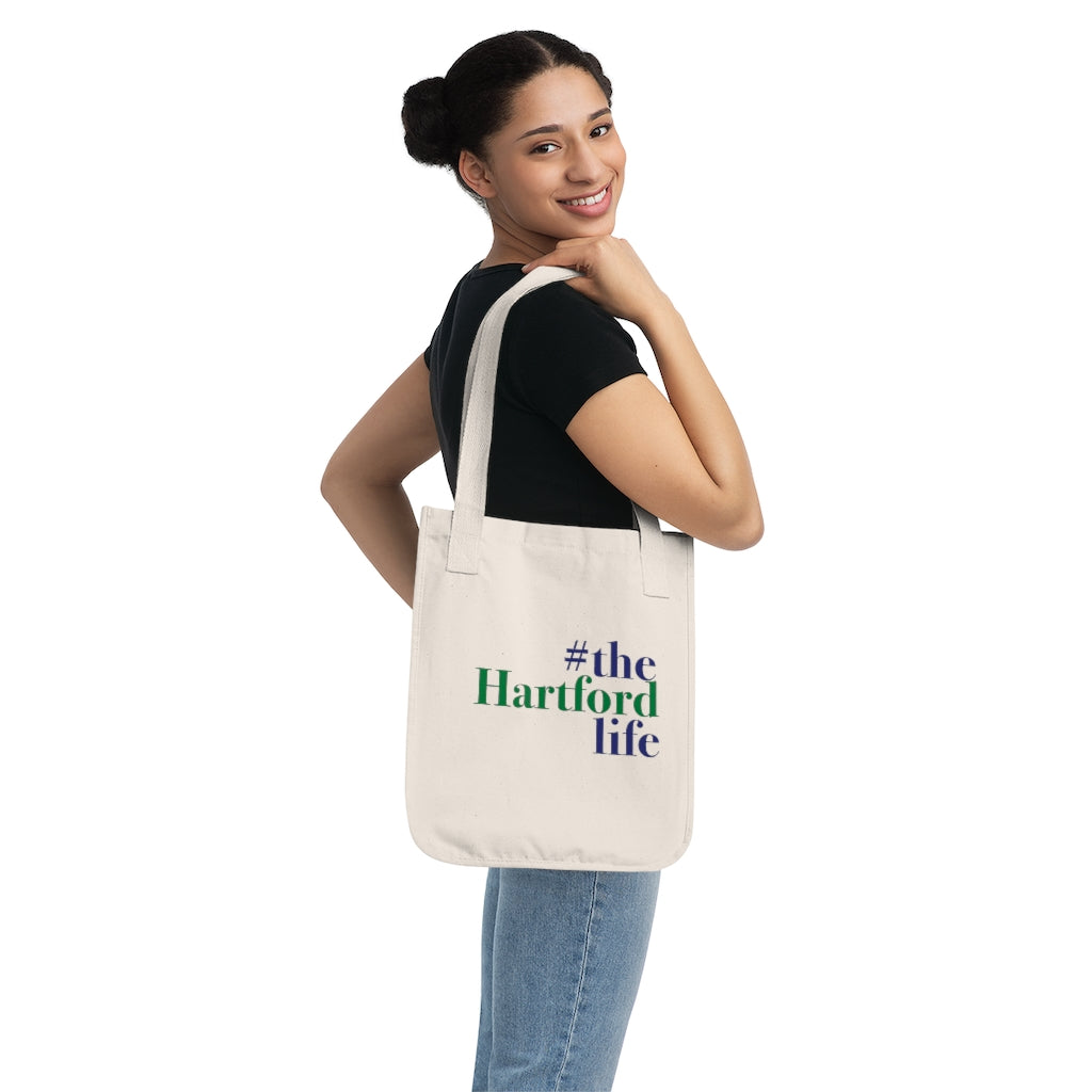 #thehartfordlife Organic Canvas Tote Bag  Proceeds help grow Finding Connecticut's website and brand.   Click here to go back to our home page.
