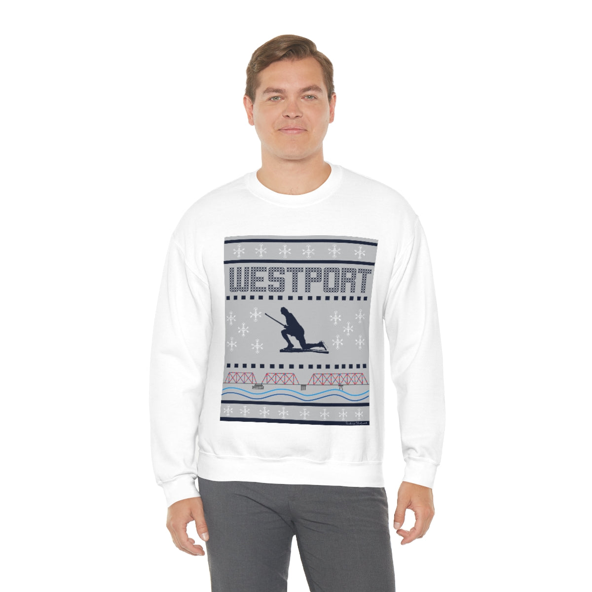 Westport Ugly Holiday Blue / White Unisex Heavy Blend™ Crewneck Sweatshirt