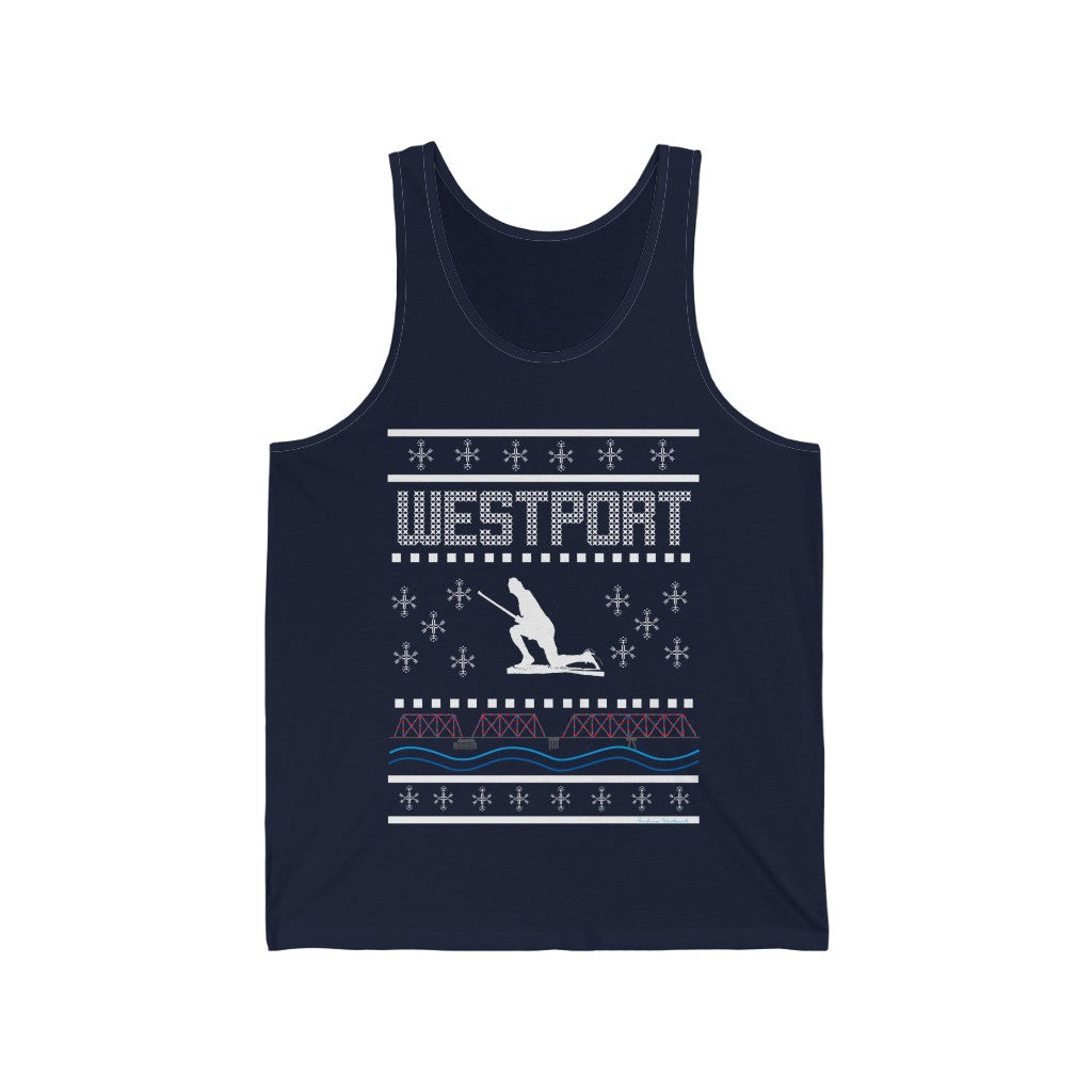 westport ct / connecticut ugly christmas sweater unisex tank top