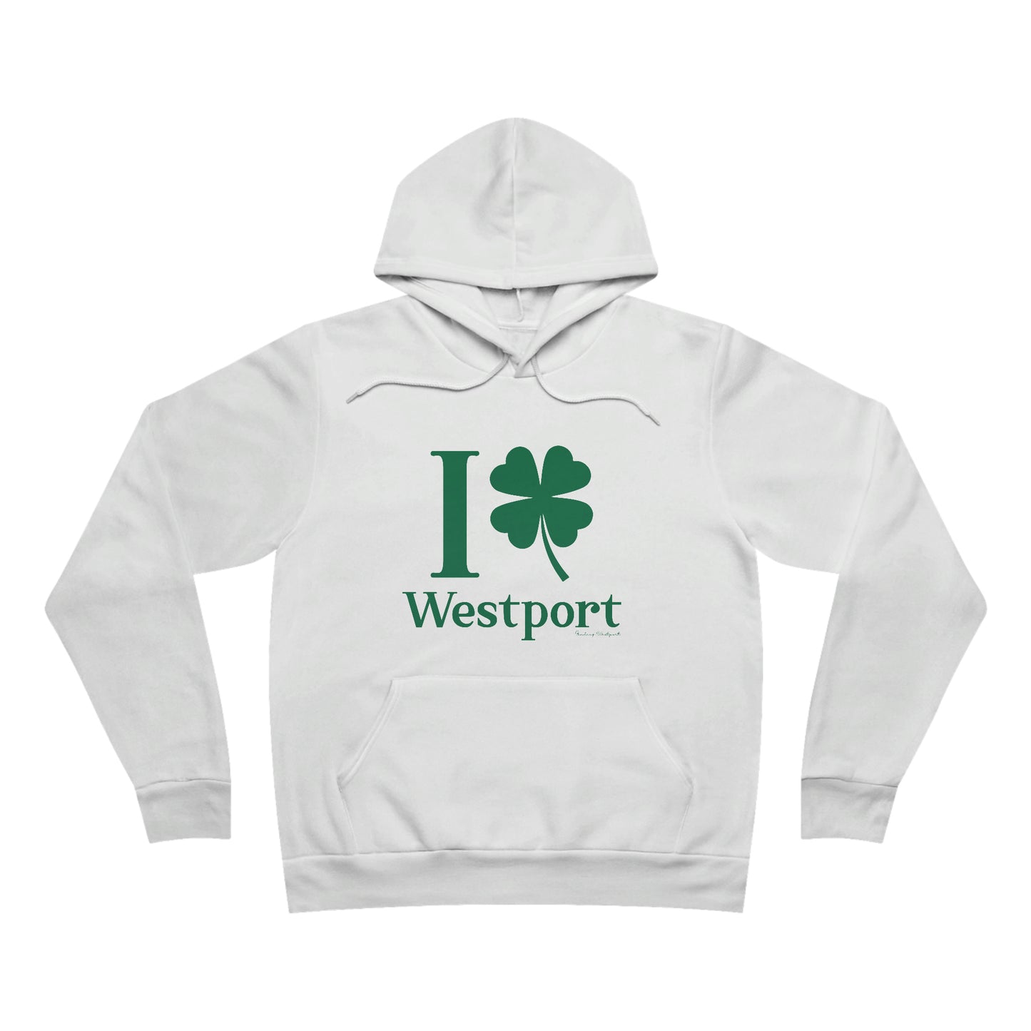 Westport Connecticut st. patricks day hoodie, i clover westport.