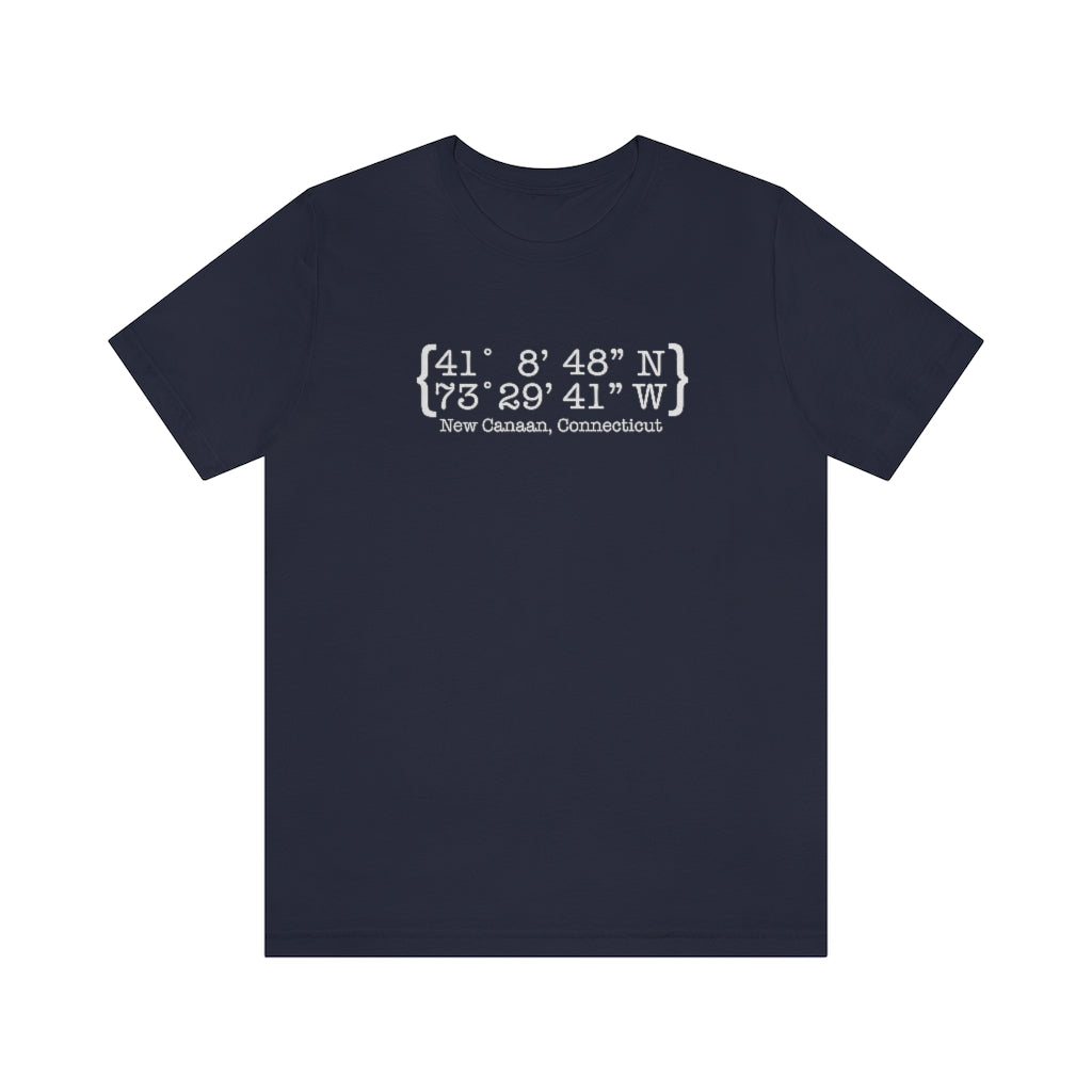 New Canaan Coordinates Unisex Jersey Short Sleeve Tee  Does New Canaan, Connecticut always have a special place in your heart. The Coordinates collection marks the spot for the special place you have ties to.   Proceeds helps grow Finding New Canaan and Finding Connecticut's brand grow.