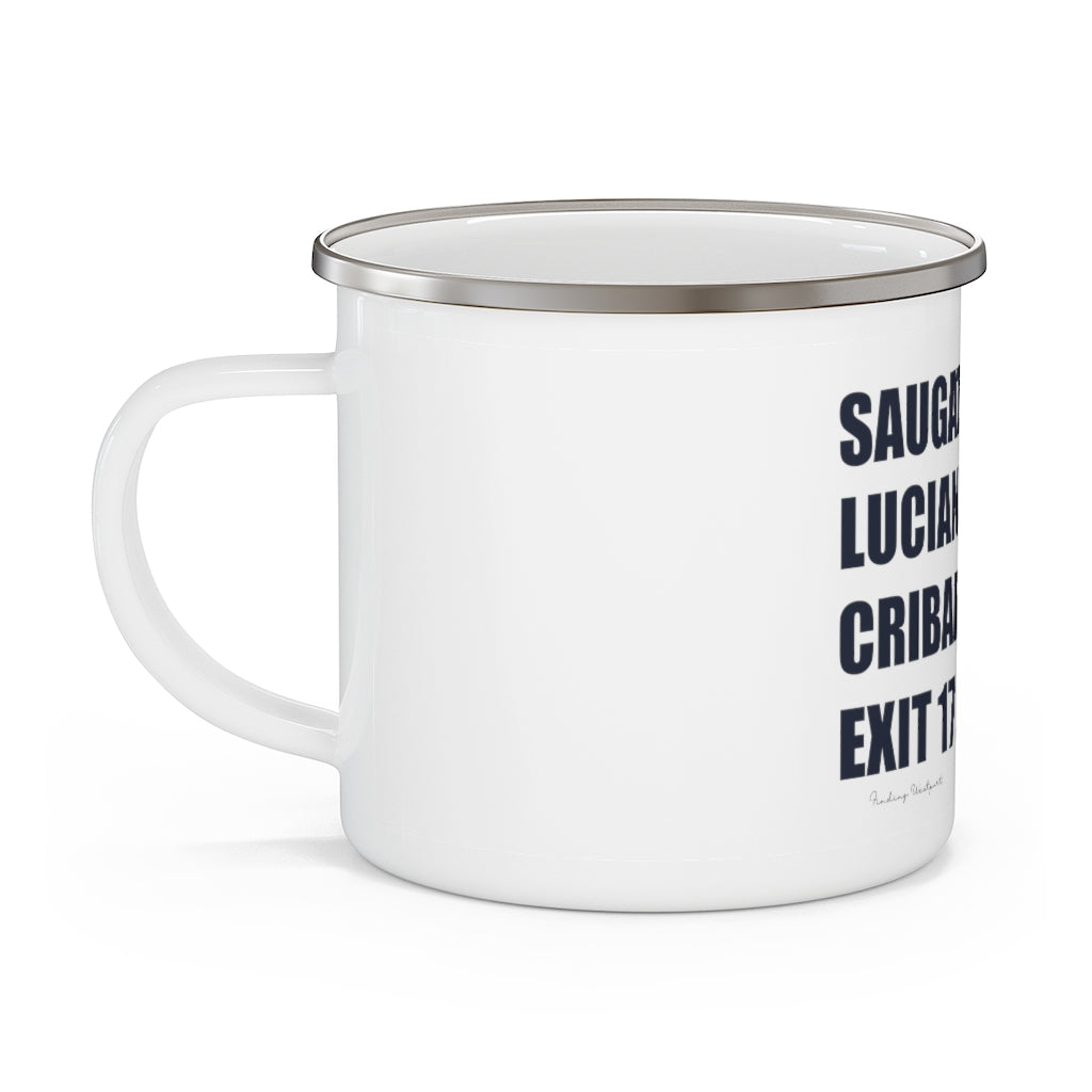Saugatuck Ave. Luciano Park. Cribari Bridge. Exit 17. Enamel Camping Mug How do you say Westport without saying Westport? Westport, Connecticut is filled with unique aspects. Each providing different elements that make up the town from historic to modern traditions. Proceeds of this collection goes to help build Finding Westport and Finding Connecticut's brands.