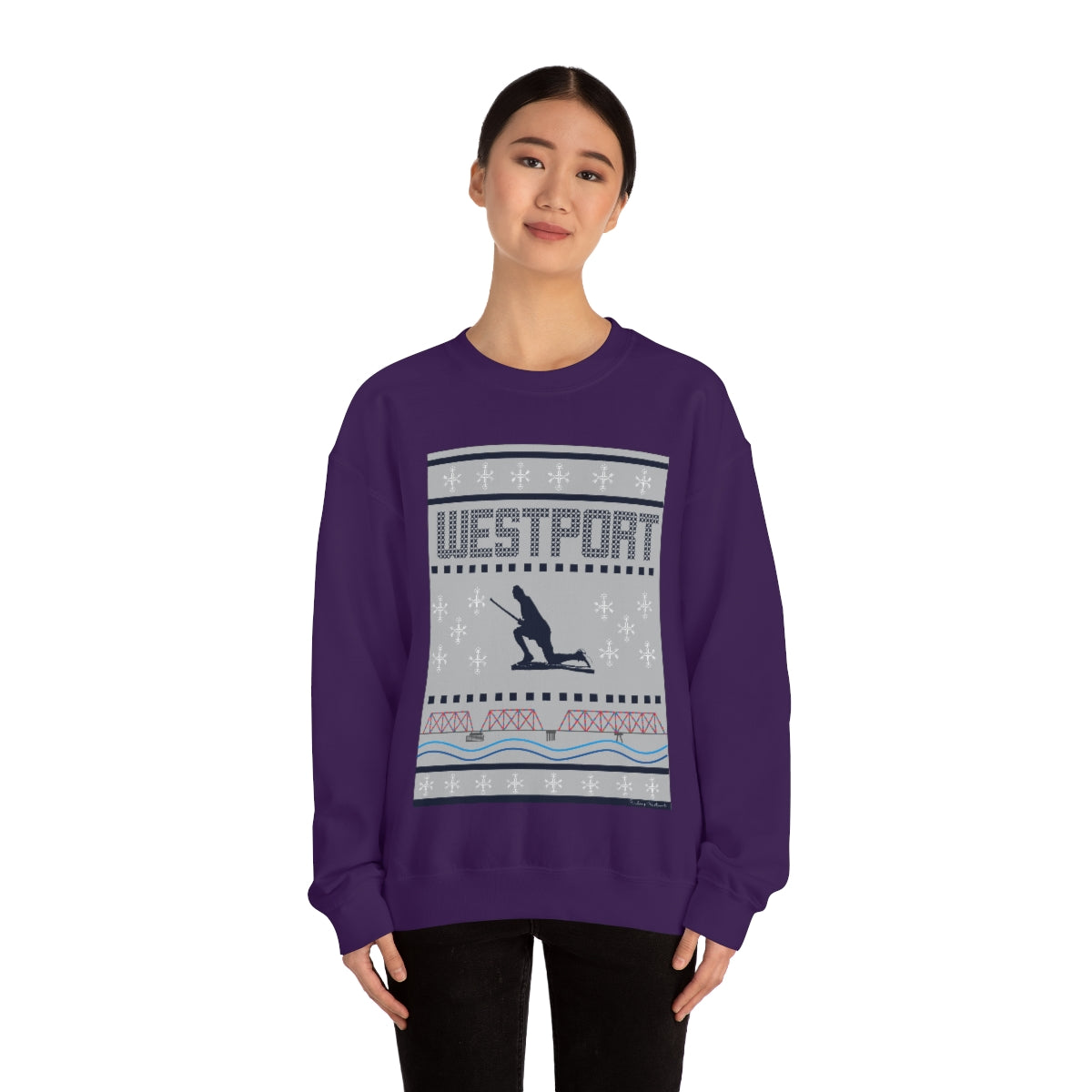 Westport Ugly Holiday Blue / White Unisex Heavy Blend™ Crewneck Sweatshirt