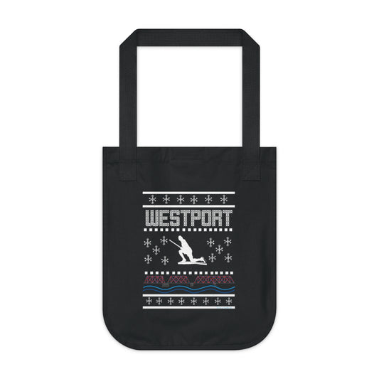 westport ct / connecticut ugly christmas sweater tote bag