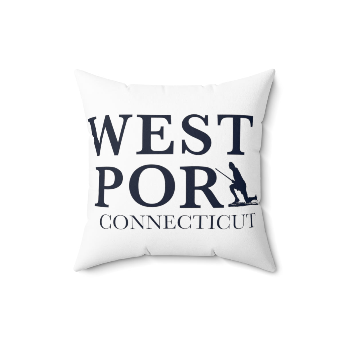 Westport Connecticut  Spun Polyester Square Pillow   Proceeds of this collection go to help build Finding Westport and Finding Connecticut’s website and brand. • Free USA shipping   Click here to go to our home page