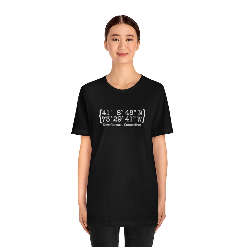 New Canaan Coordinates Unisex Jersey Short Sleeve Tee  Does New Canaan, Connecticut always have a special place in your heart. The Coordinates collection marks the spot for the special place you have ties to.   Proceeds helps grow Finding New Canaan and Finding Connecticut's brand grow.