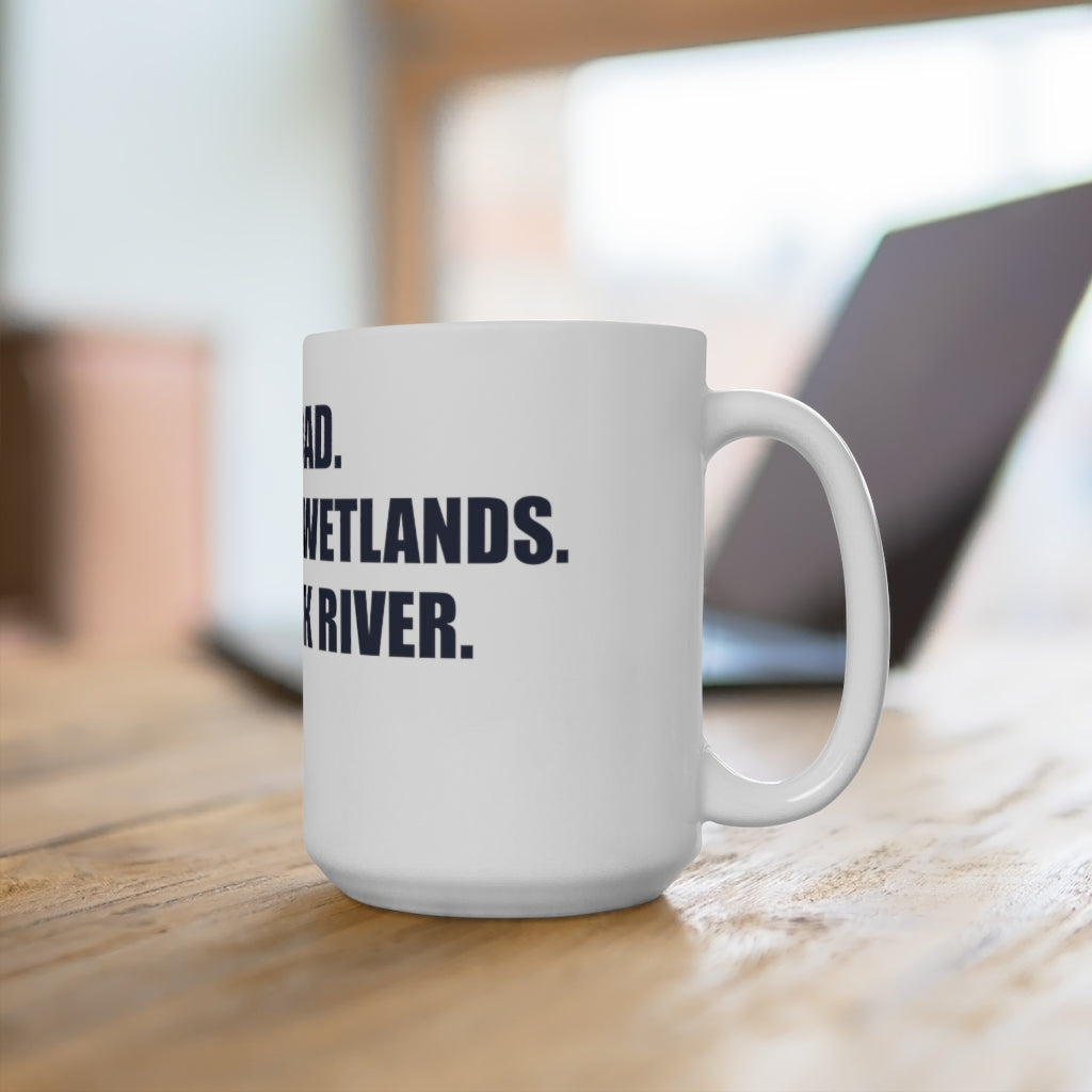 Wilton Road. Partrick Wetlands. Saugatuck River. Exit 41. White Ceramic Mug How do you say Westport without saying Westport? Westport, Connecticut is filled with unique aspects. Each providing different elements that make up the town from historic to modern traditions. Proceeds of this collection goes to help build Finding Westport and Finding Connecticut's brands.