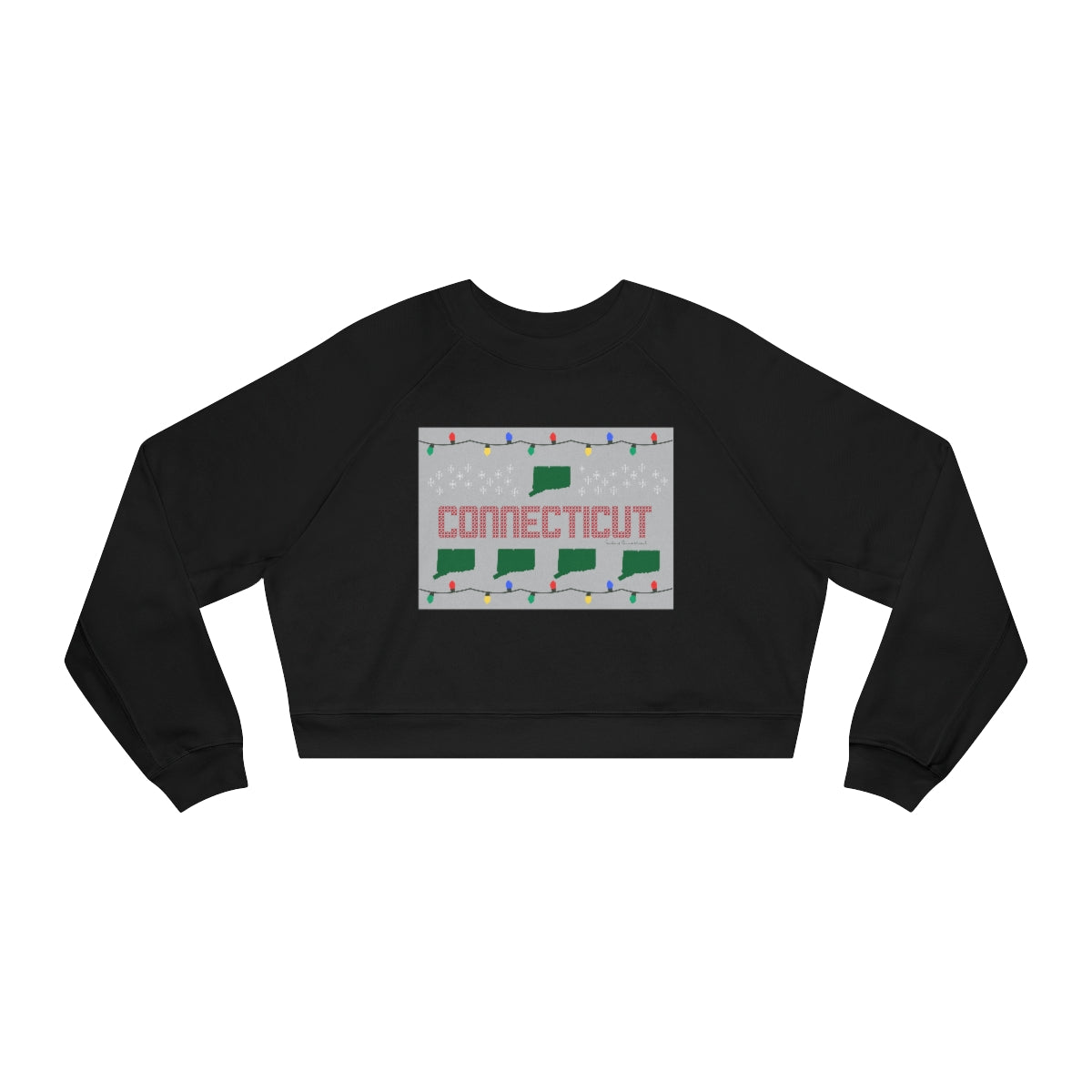 Connecticut Ugly Holiday Women's Cropped Fleece Pullover