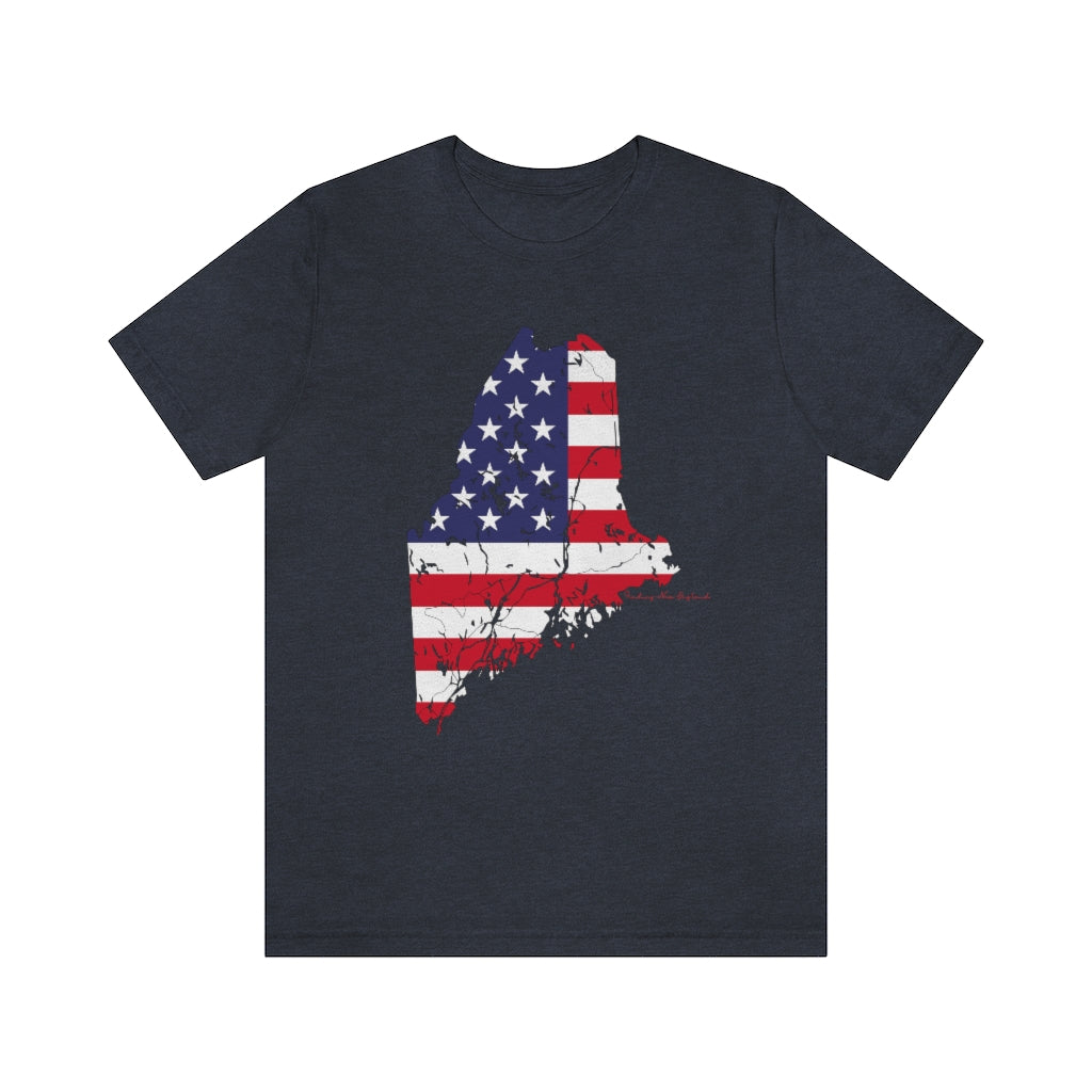 Maine American Flag collection has tee shirts, mugs, reusable bags, and other apparel and gifts. All proceeds goes to help build the Finding Maine brand and get our website up and going. Free shipping on all products.