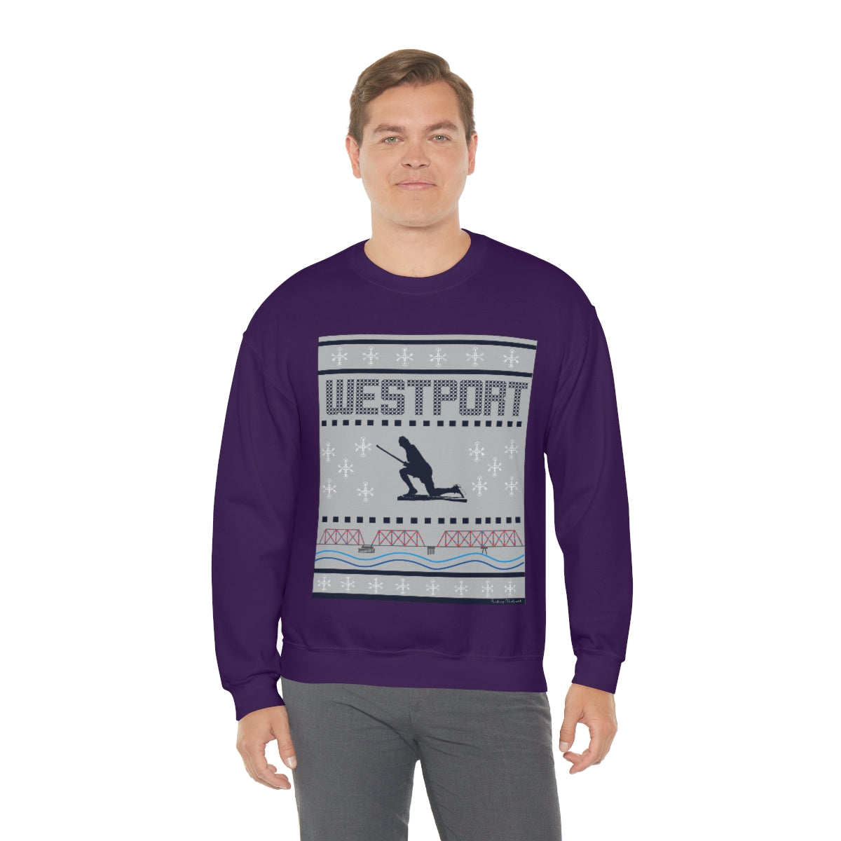 Westport Ugly Holiday Blue / White Unisex Heavy Blend™ Crewneck Sweatshirt
