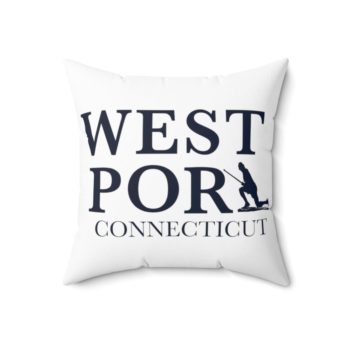 Westport Connecticut  Spun Polyester Square Pillow   Proceeds of this collection go to help build Finding Westport and Finding Connecticut’s website and brand. • Free USA shipping   Click here to go to our home page