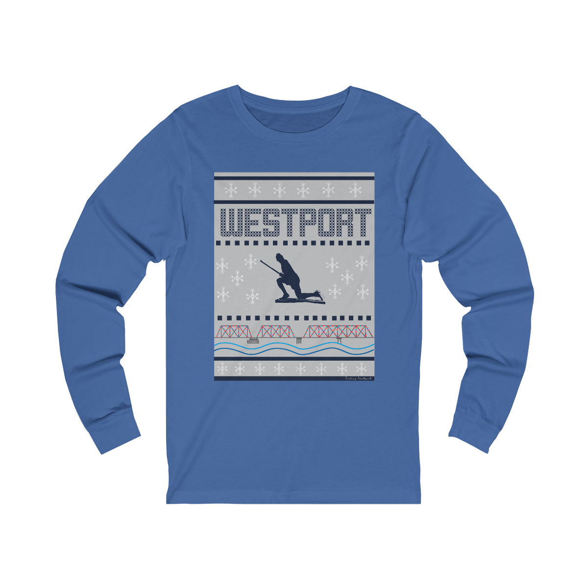 Westport Ugly Holiday Blue / White Unisex Jersey Long Sleeve Tee