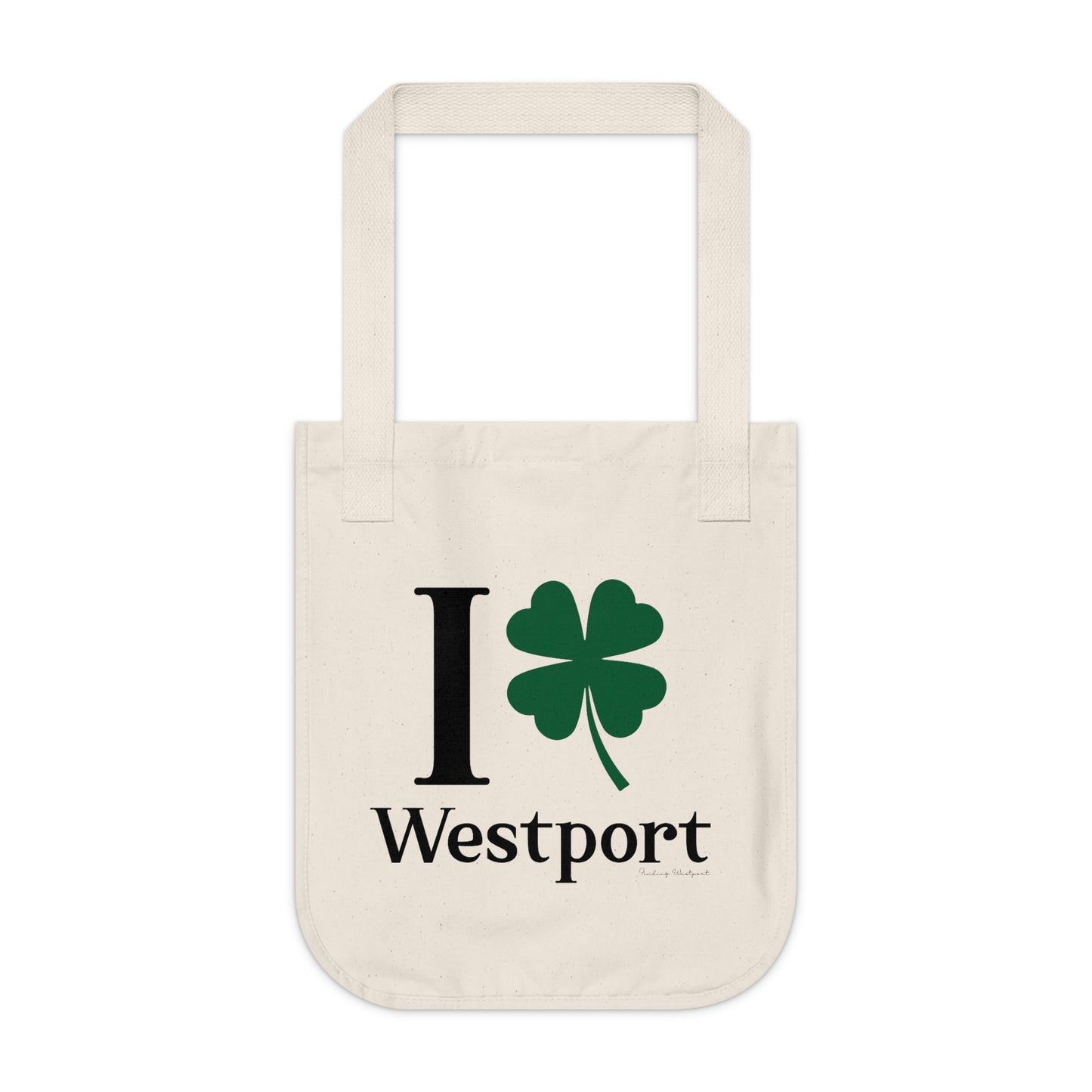 westport Connecticut st patricks day tote bag. i clover westport.
