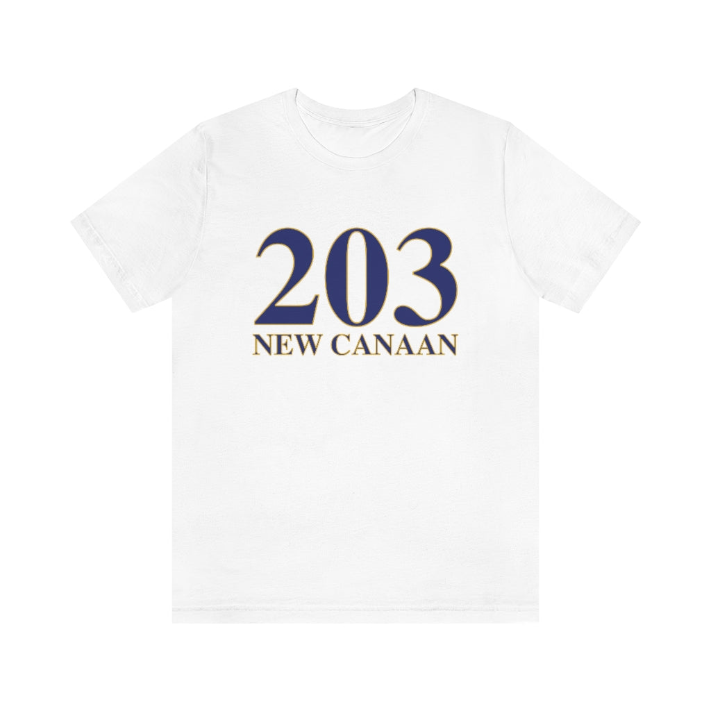 203 New Canaan Unisex Jersey Short Sleeve Tee The 203 New Canaan Collection. Show off New Canaan and Connecticut at the same time. Colors were inspired by the Connecticut state flag. Proceeds help build Finding New Canaan and Finding Connecticut's brand.