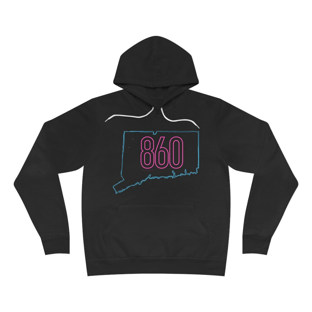 Connecticut hoodie. New Britain, southington, willimantic, Bristol, old say brook, Torrington, east hartford, Windsor, Farmington, Glastonbury, West Hartford, Windsor locks, new milford, putnumn, storrs simsbury, deep river, vernon rockville, Wethersfield, newington, mystic, East Hampton, niantic, lcolchester, coventry, Essex, haddam, old Lyme, , groton, goshen, Hampton, New London, CT, Connecticut, 860, apparel, gifts, home gifts, souvenirs,
860 Connecticut Neon Pink - 860 Connecticut unisex hoodie