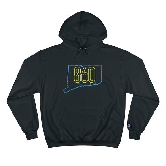 Connecticut hoodie. New Britain, southington, willimantic,  Bristol, old say brook, Torrington, east hartford, Windsor, Farmington, Glastonbury, West Hartford, Windsor locks, new milford, putnumn, storrs  simsbury, deep river, vernon rockville, Wethersfield, newington,  mystic, East Hampton, niantic, lcolchester, coventry, Essex, haddam,  old Lyme,
860 Connecticut Neon Yellow - 860 CT Champion hoodie sweatshirt // finding connecticut