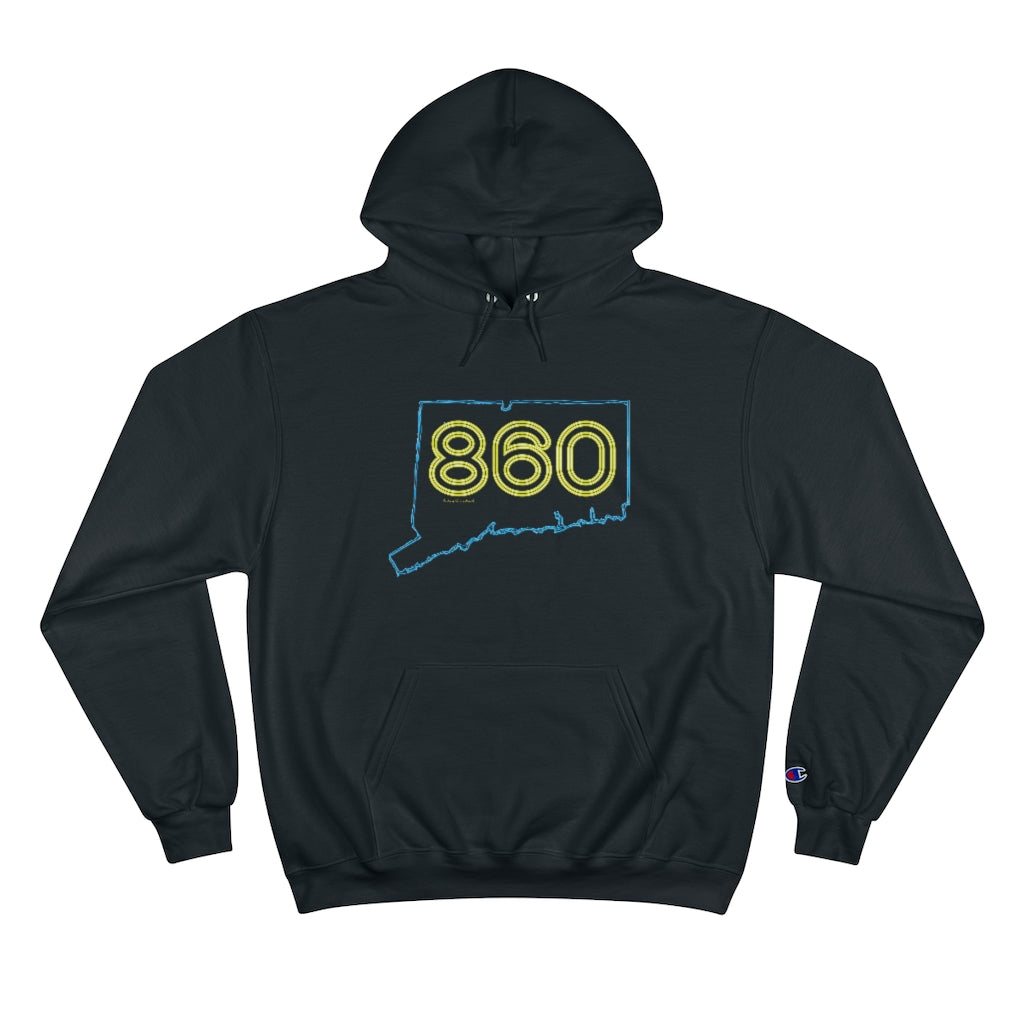 Connecticut hoodie New Britain, southington, willimantic, Bristol, old say brook, Torrington, east hartford, Windsor, Farmington, Glastonbury, West Hartford, Windsor locks, new milford, putnumn, storrs simsbury, deep river, vernon rockville, Wethersfield, newington, mystic, East Hampton, niantic, lcolchester, coventry, Essex, haddam, old Lyme, , groton, goshen, Hampton, New London, CT, Connecticut, 860, apparel, gifts, home gifts, souvenirs
860 Connecticut Neon Yellow - 860 Connecticut Champion hoodie