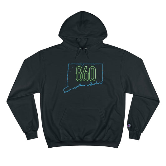 Connecticut hoodie. New Britain, southington, willimantic,  Bristol, old say brook, Torrington, east hartford, Windsor, Farmington, Glastonbury, West Hartford, Windsor locks, new milford, putnumn, storrs  simsbury, deep river, vernon rockville, Wethersfield, newington,  mystic, East Hampton, niantic, lcolchester, coventry, Essex, haddam,  old Lyme, , groton, goshen, Hampton, New London, CT, Connecticut, 860, apparel, gifts, home gifts, souvenirs, 
860 Connecticut neon green/ 860 CT champion hoodie sweatshi