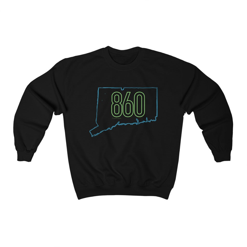 Connecticut sweatshirt.
860 Connecticut neon green/ 860 Connecticut unisex sweatshirti // finding connecticut