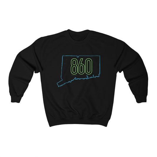 Connecticut sweatshirt. 
860 Connecticut neon green/ 860 Connecticut unisex sweatshirti  // finding connecticut