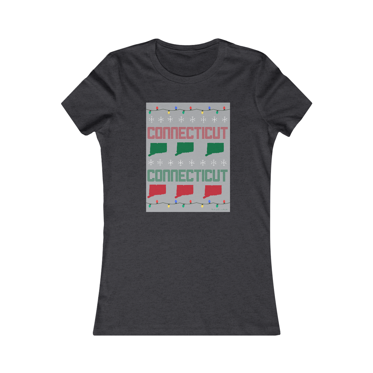 connecticut ugly holiday womens tee shirt