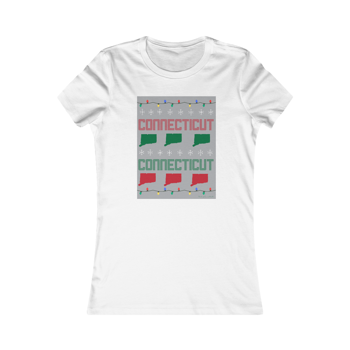 connecticut ugly holiday tee shirt womens