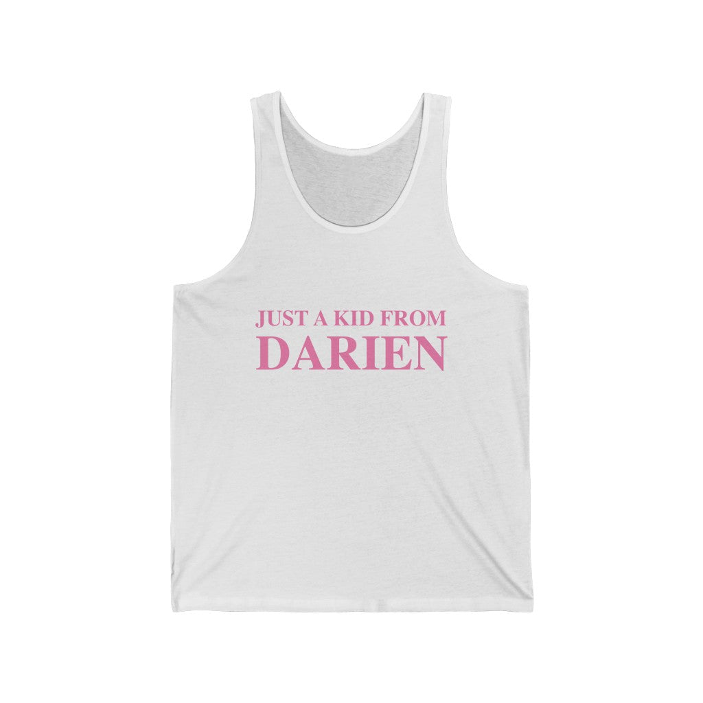 just a kid from darien ct unisex tank top