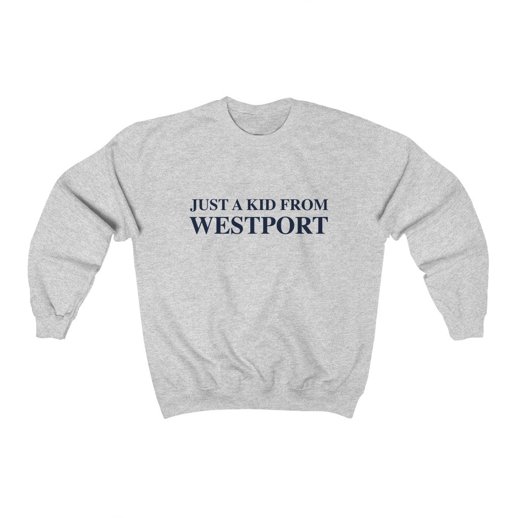 Just a kid from Westport Unisex Heavy Blend Crewneck Sweatshirt