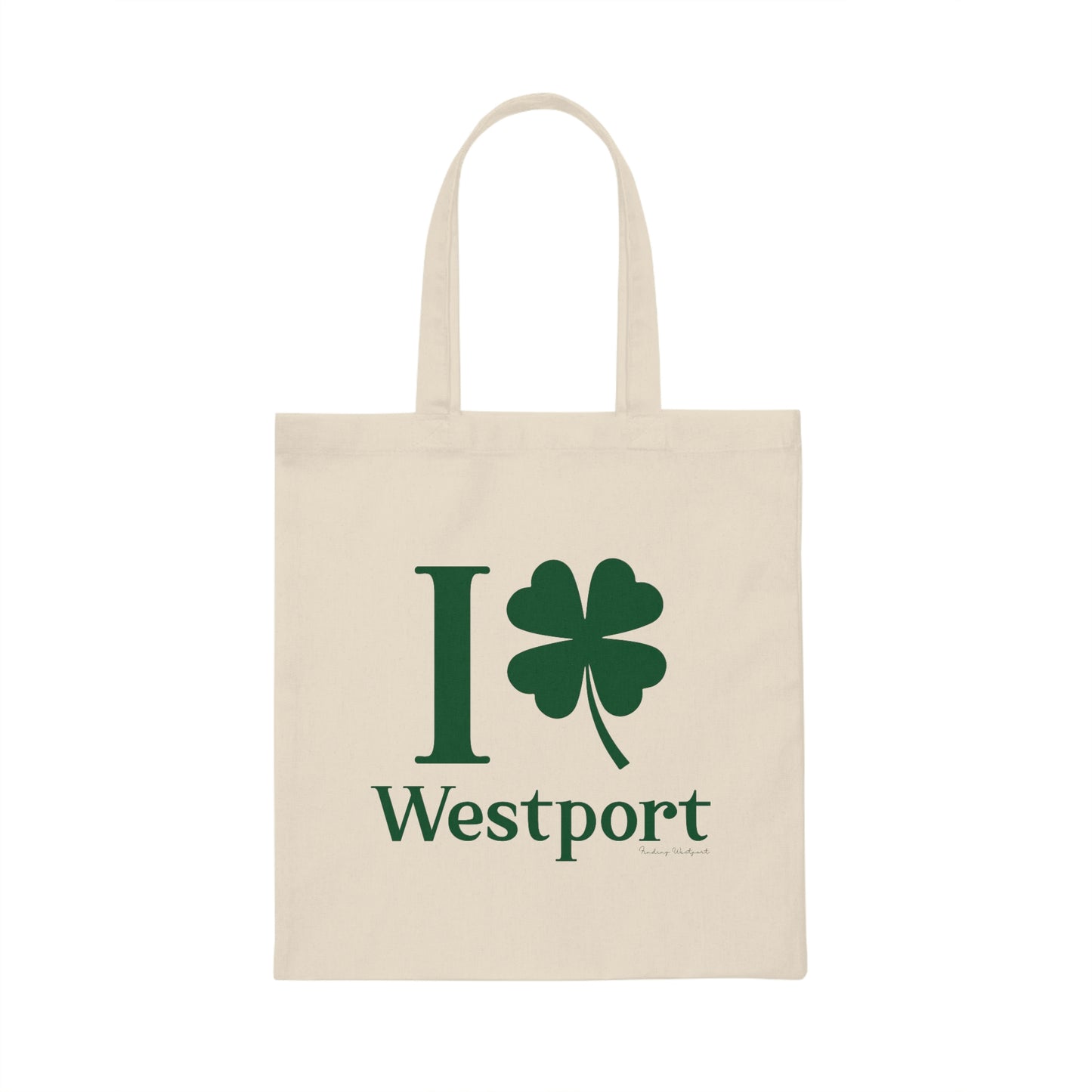 Westport connecticut st patricks day tote bag, I clover westport.