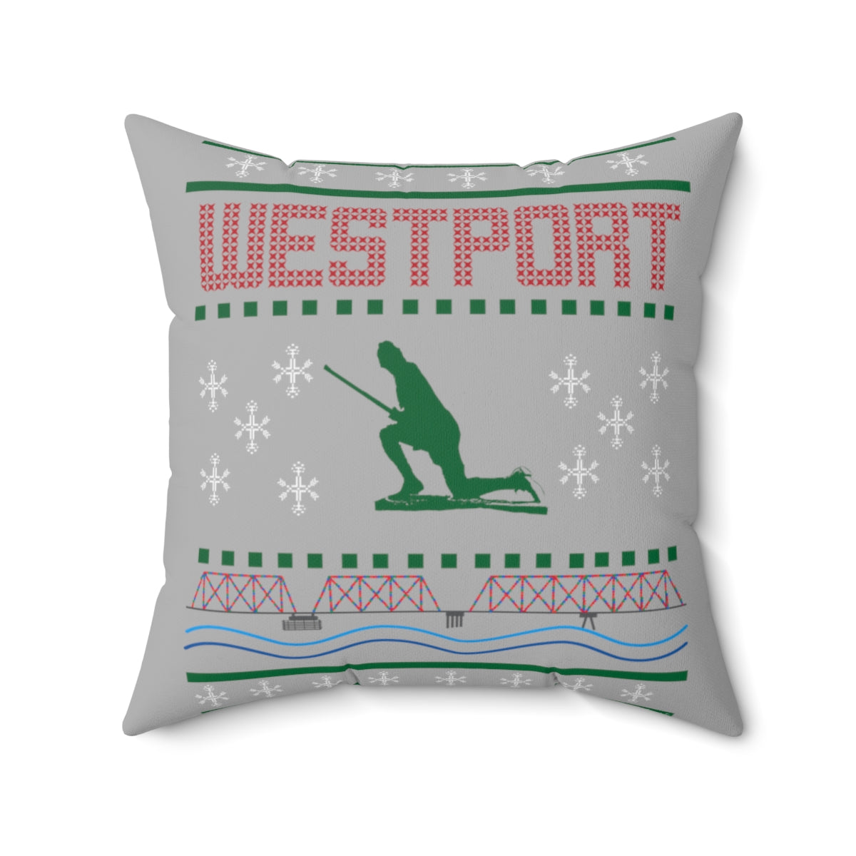 westport ct / connecticut ugly christmas sweater pillow
