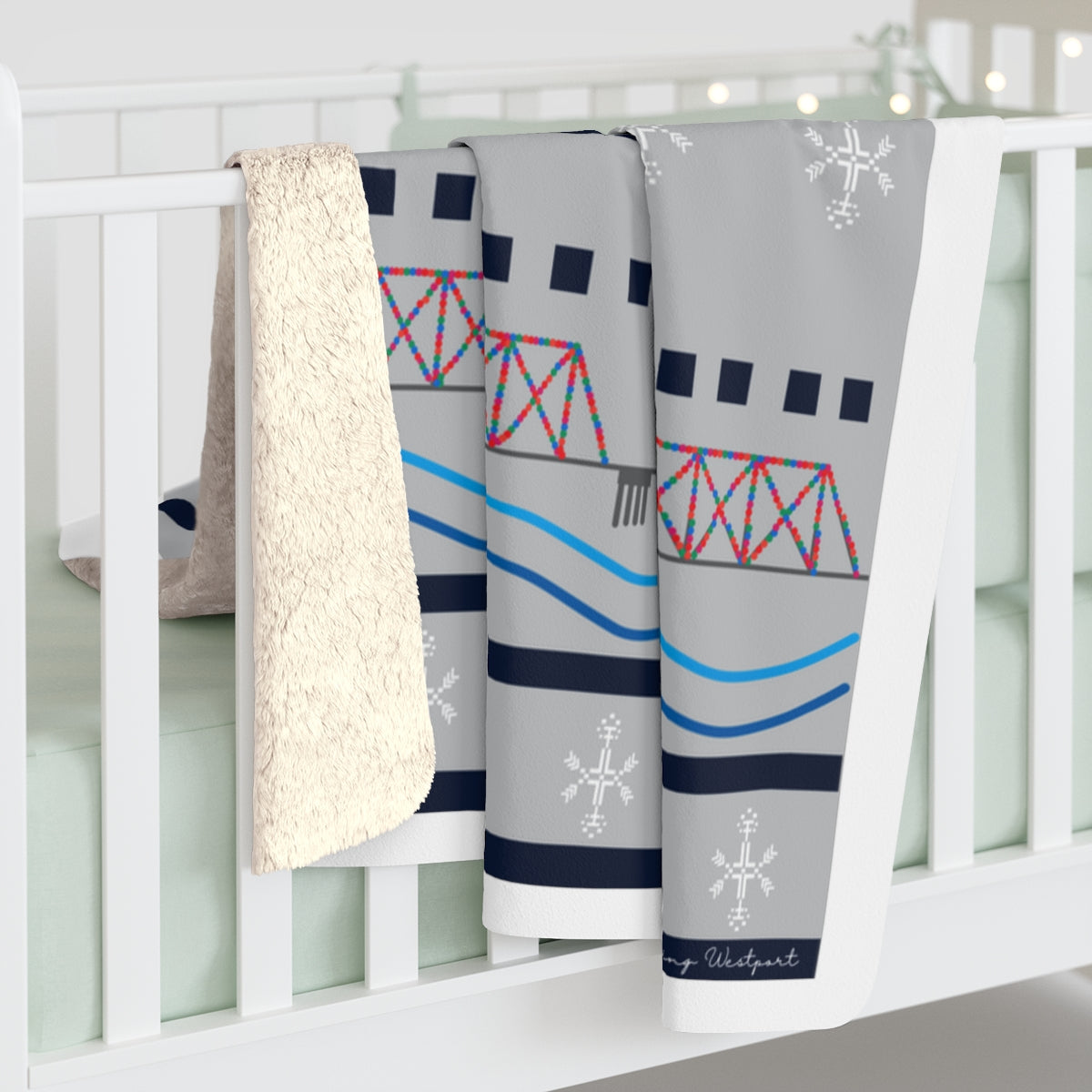 Westport Ugly Holiday Blue / White Sherpa Fleece Blanket