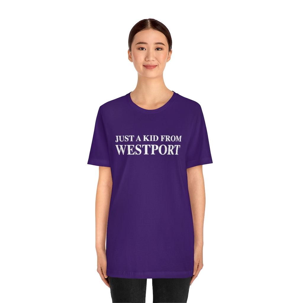 Just a kid from Westport Unisex Jersey Short Sleeve Tee