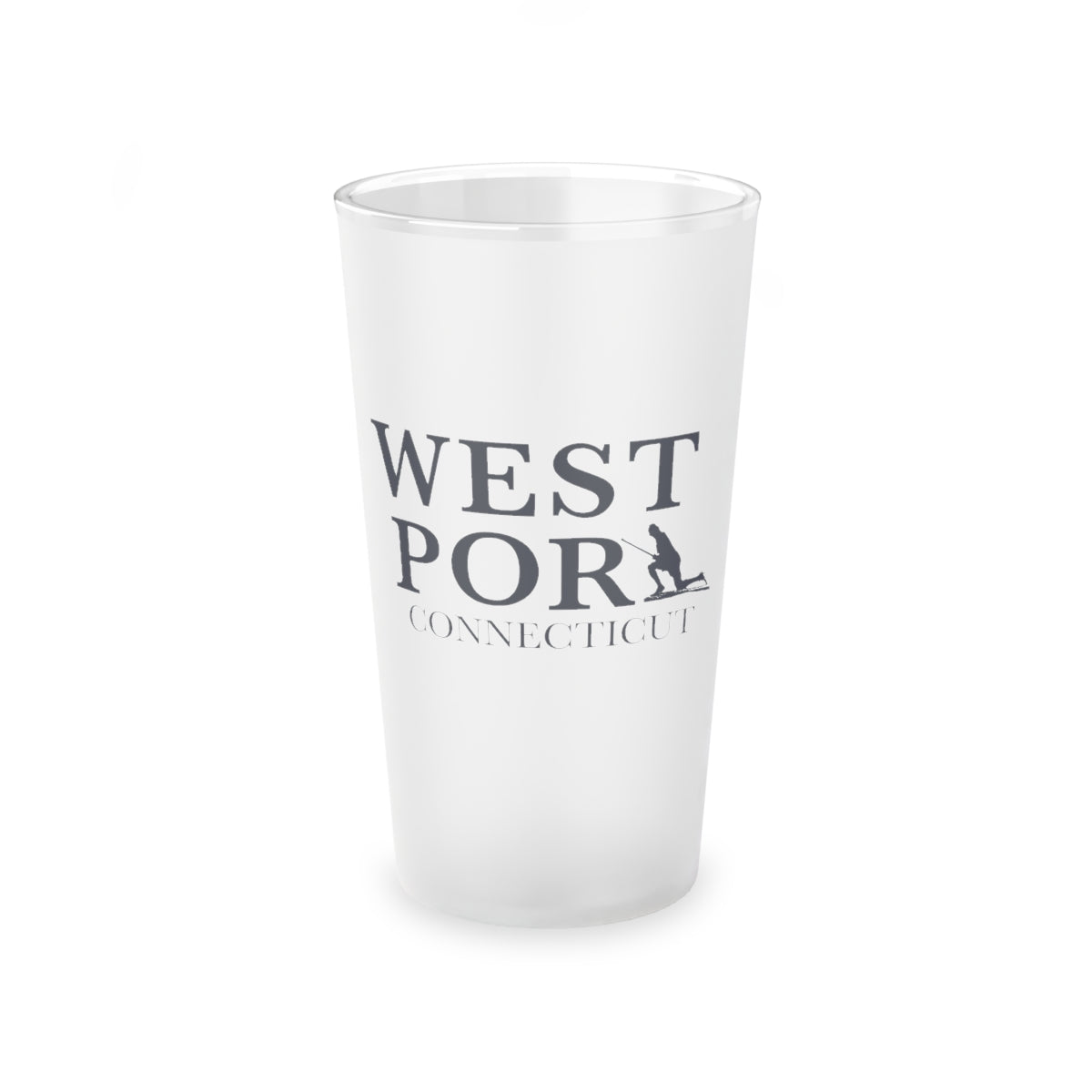 Westport Connecticut  Frosted Pint Glass, 16 oz