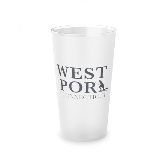 Westport Connecticut  Frosted Pint Glass, 16 oz