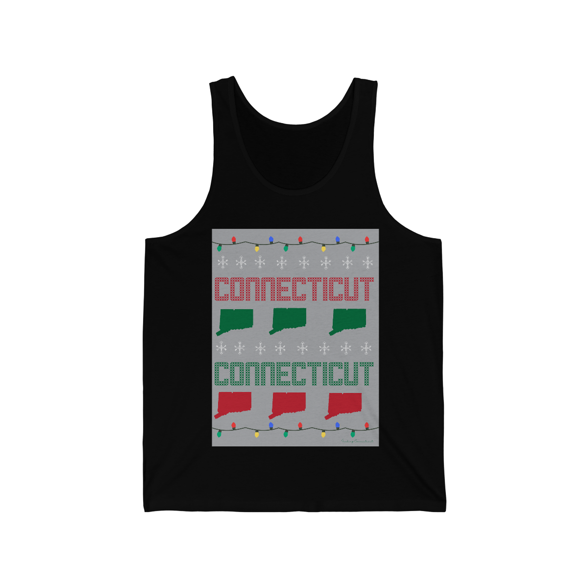 connecticut ugly holiday unisex tank top
