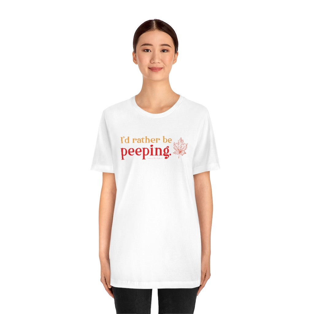 I’d rather be Peeping  Do you travel to the New England states to look at the fall foliage? This collection is for the leaf peeper who cannot wait for fall to look at the colors nature produces. Free USA shipping on all products.